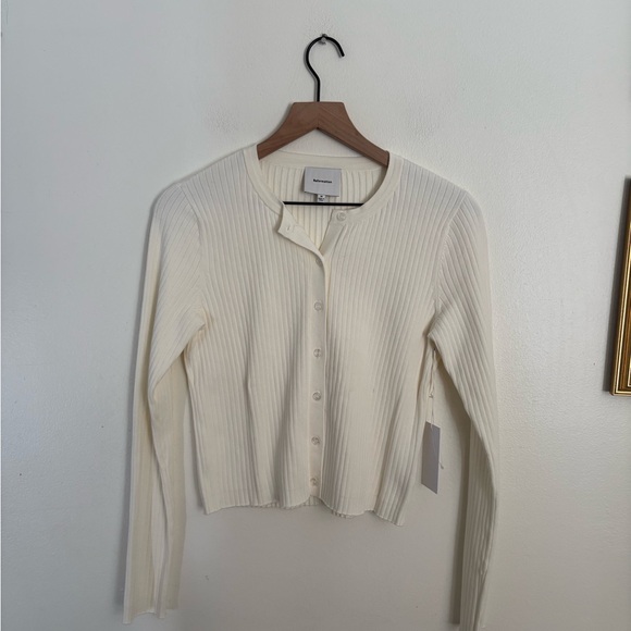 Reformation
Joanne Crop Organic
Cotton Blend Rib
Cardigan Ivory Women Medium NWT - Picture 2 of 7